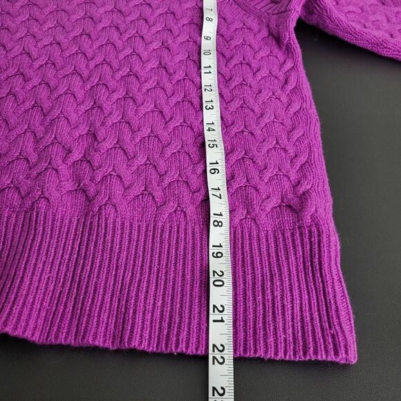 J Crew Womens Small Cable Knit Pullover Sweater Purple Wool Angora Blend - Picture 5 of 5